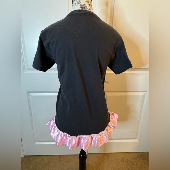 Motörhead Upcycled Skirt Style Pink Satin Ruffle Shirt ONE OF ONE S - Picture 4 of 13